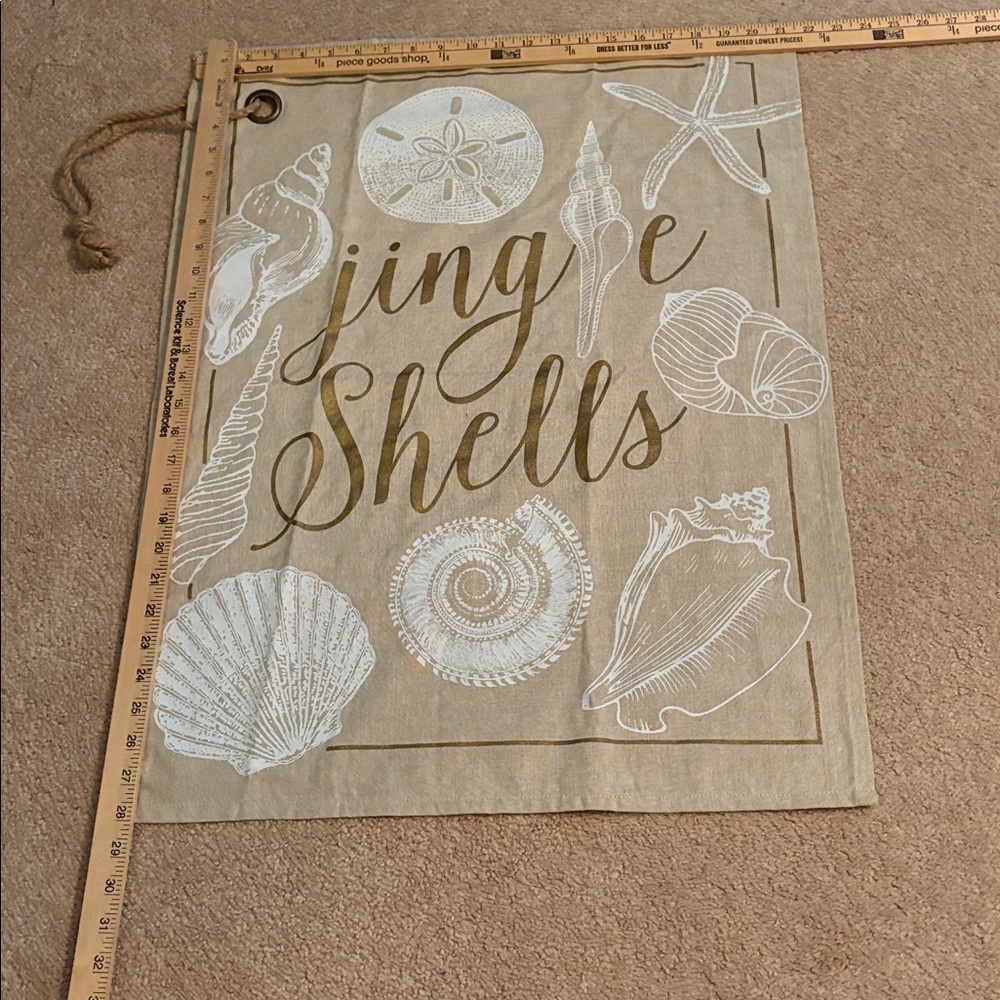 Large Jingle Shells Burlap Flag - Picture 3 of 4